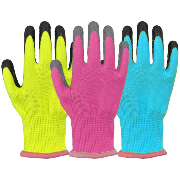 Guantes de trabajo de jardinería para niños con recubrimiento con recubrimiento de látex para las edades de 2 a 12 edades